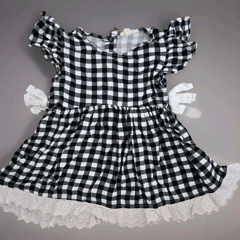 Jessica Simpson Girls Size 6/6x Black‎ White Checkered Gingham Check Dress-MC2